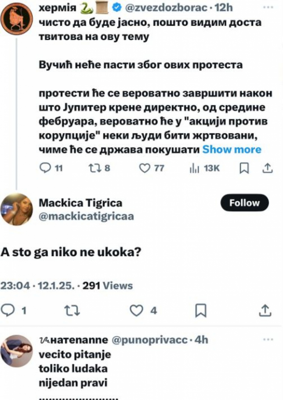 Poziv na ubistvo predsednika Srbije