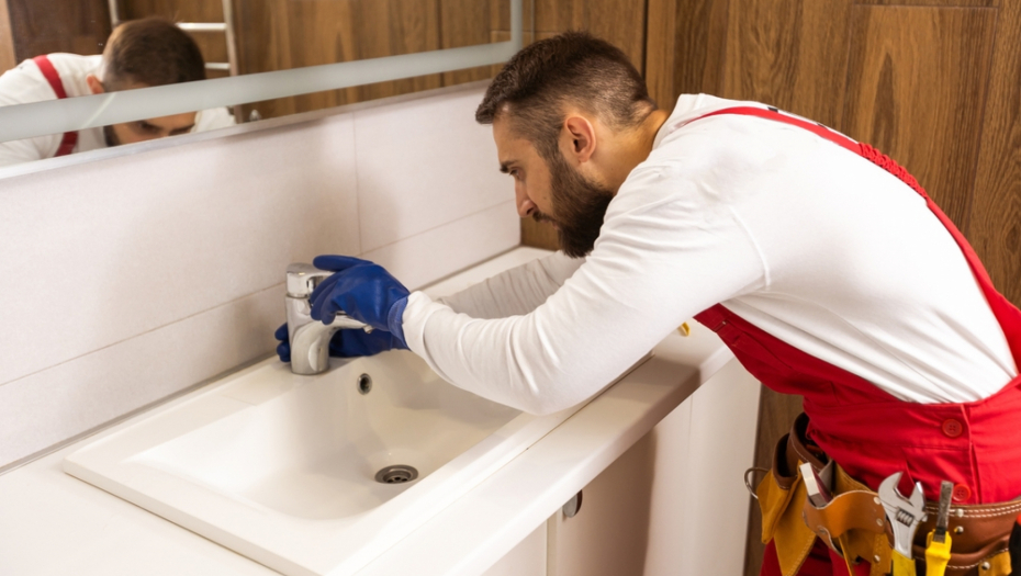 majstor popravlja lavabo
