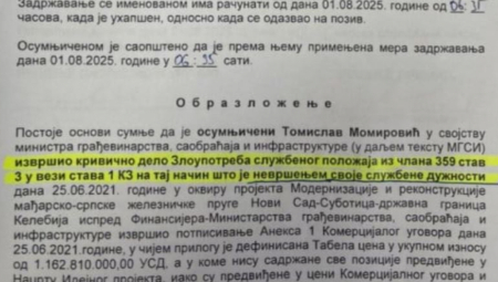 Bivši ministar Tomislav Momirović uhapšen je odlukom Tužilaštva za organizovani kriminal (TOK).