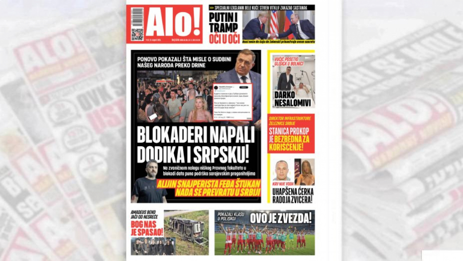 Naslovna strana Alo! novina za 8.avgust