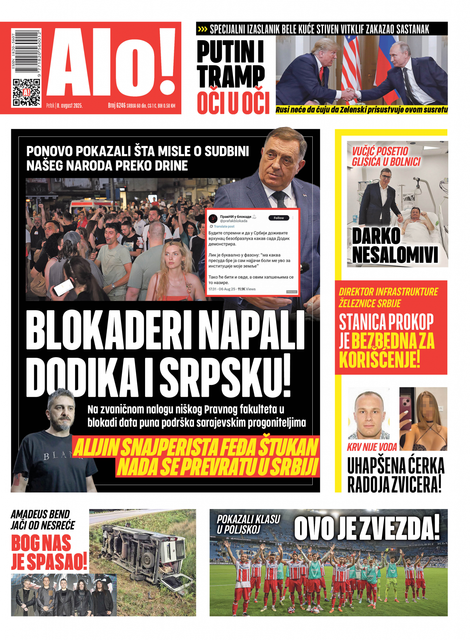 Naslovna strana Alo! novina za 8.avgust