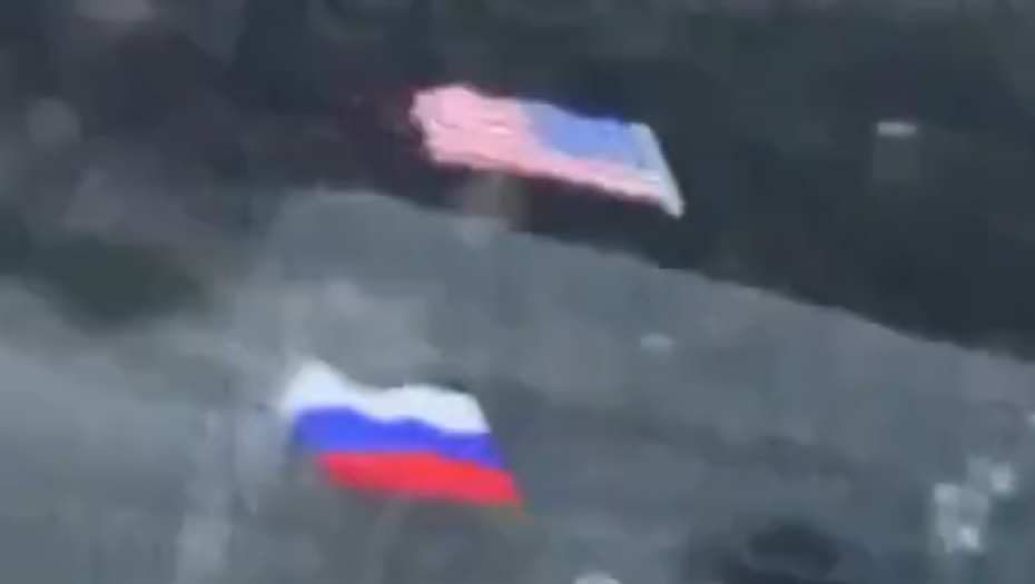 rusi zarobili tenk, ruska u američka zastava