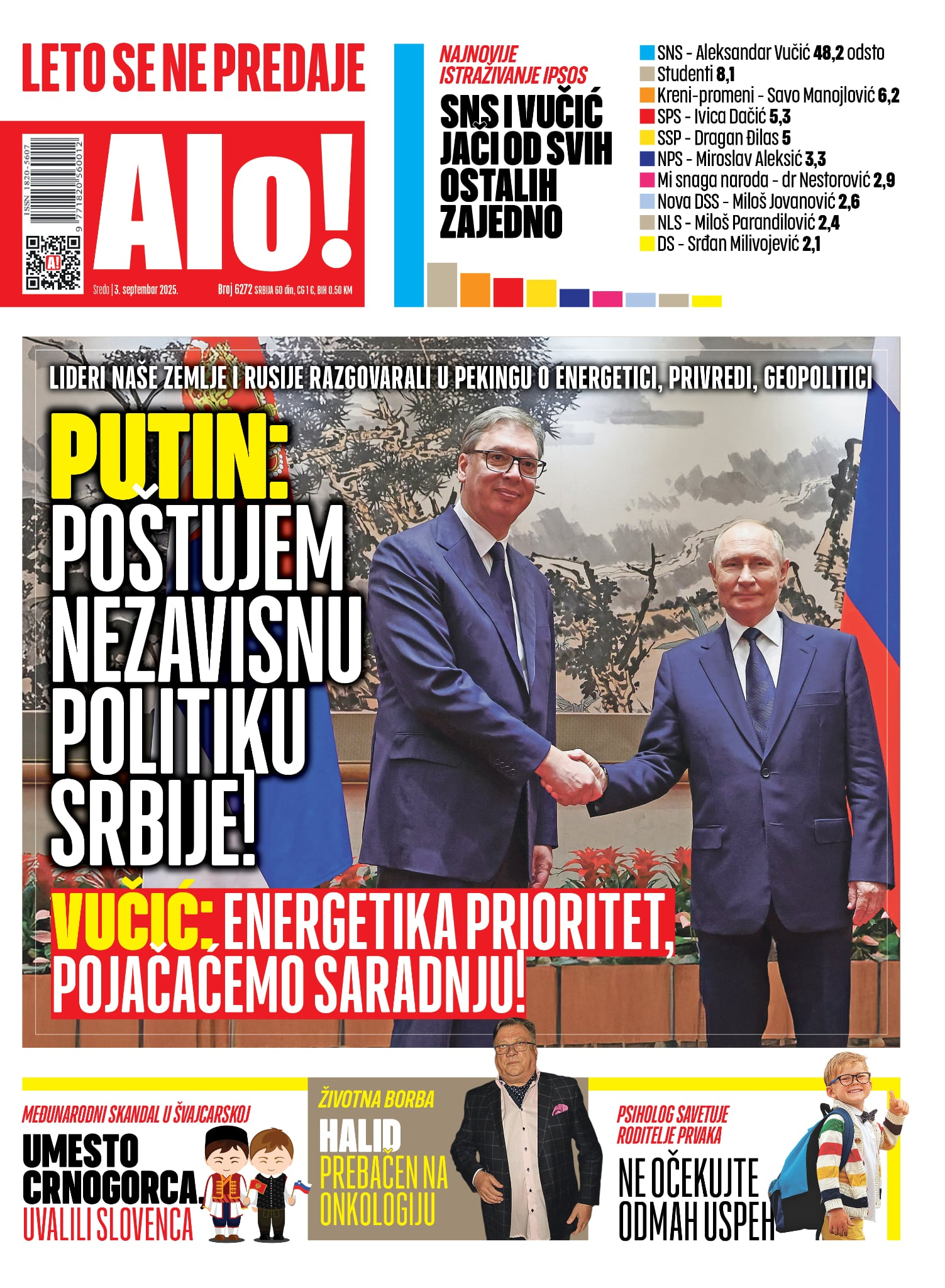 Štampano izdanje Alo! novina za 3. septembar