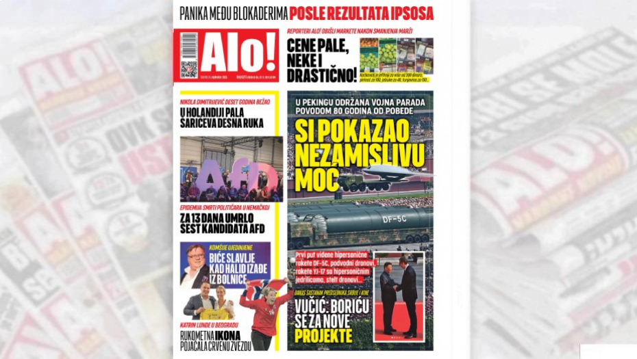 naslovna strana alo! novina za 4. septembar