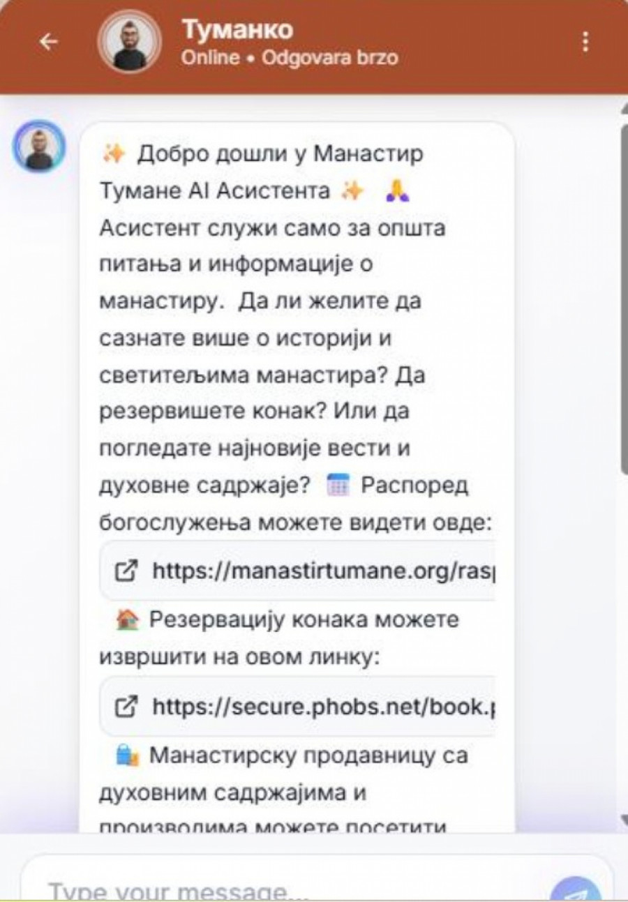 manastir Tumane -sajt