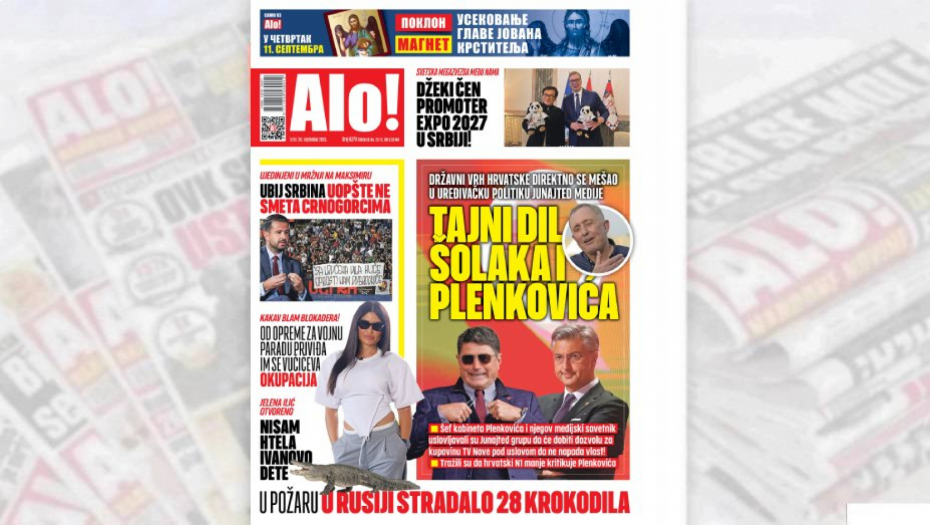 Naslovna strana za Alo! za 10. septembar