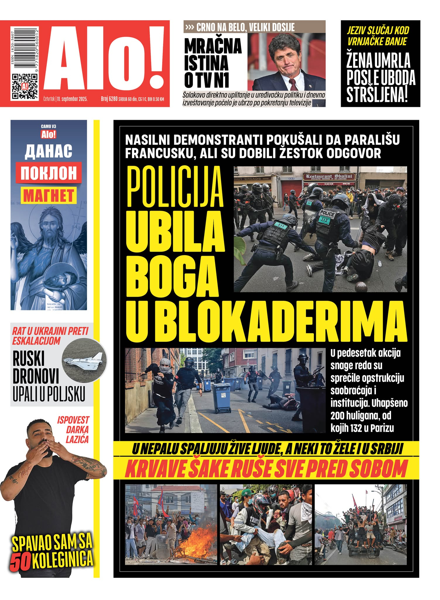 Štampano izdanje Alo! novina za 11. septembar