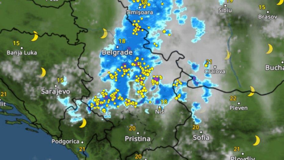 Nebo iznad Srbije u 21 čas  Foto: Vremeradar