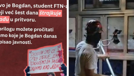 Student Fakulteta tehničkih nauka (FTN) Bogdan Jovičić, čiji su se snimci sa očeve sahrane proširili društvenim mrežama, uhapšen je 15. septembra na neprijavljenom javnom okupljanju, preneli su mediji