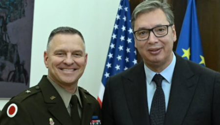 Predsednik Republike Srbije Aleksandar Vučić sastao se sa komandantom Nacionalne garde Ohaja, brigadnim generalom Metjuom Vudrafom