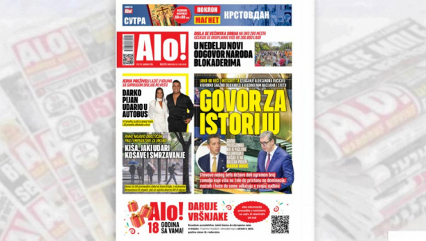 Naslovna strana Alo! novina za 26. septembar