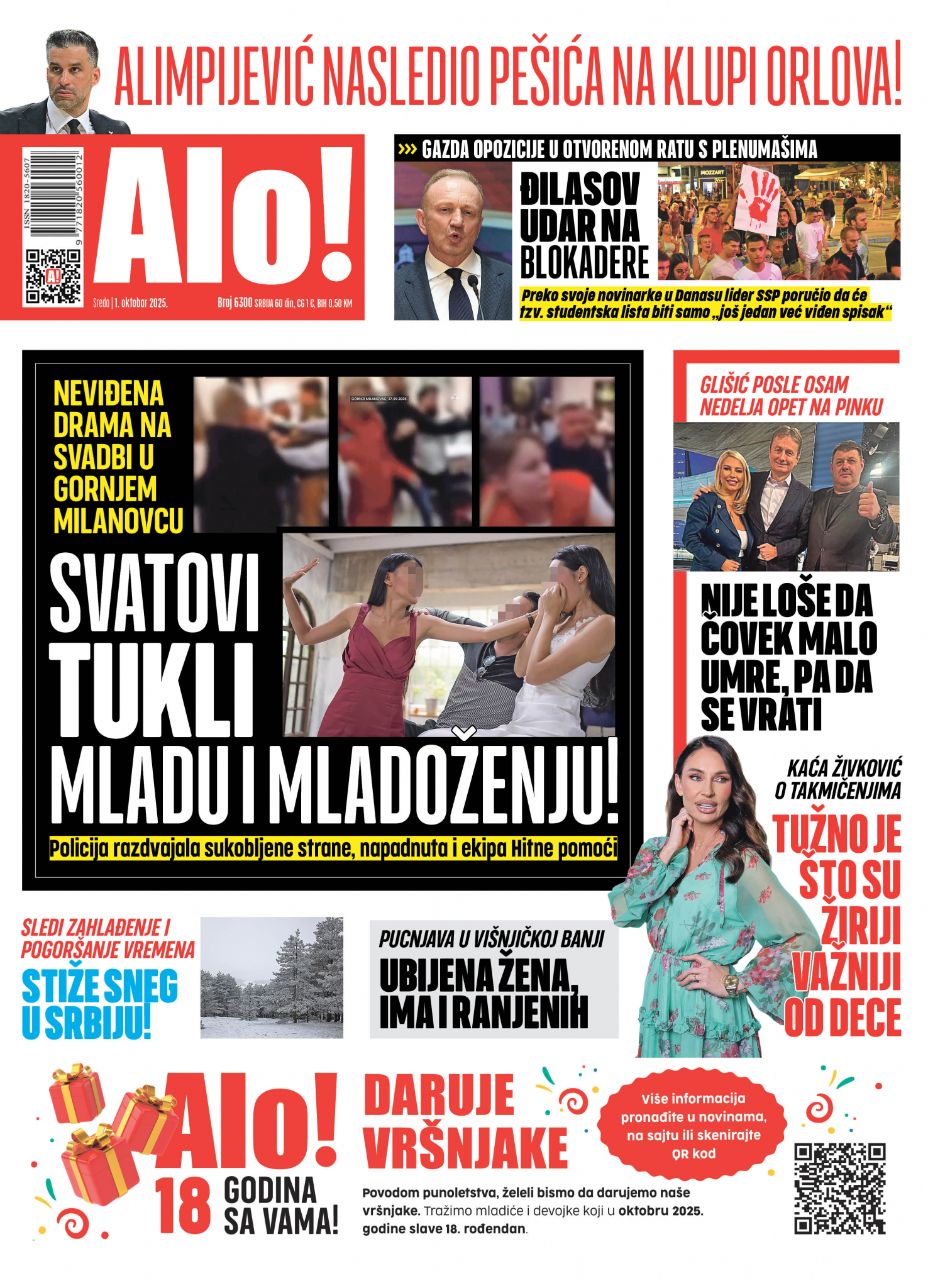 Naslovna strana Alo! novina za 1. oktobar