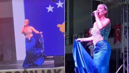 Bosanskohercegovačka pevačica i mrziteljka Srba je pred polupraznom salom u srpskom carskom gradu Prizrenu pevala albanske pesme