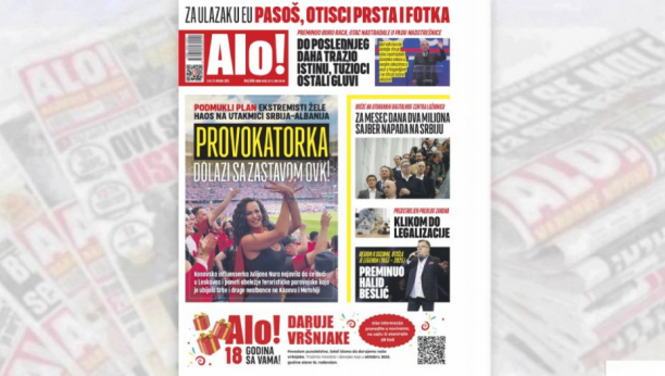 Naslovna strana Alo! novina za 8.oktobar