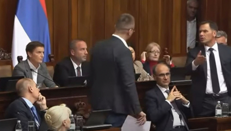 Prvi potpredsednik Vlade i ministar finansija Siniša Mali reagovao je danas na sednici Narodne skupštine Srbije, kada je opozicioni poslanik Miloš Parandilović vređao predsednicu Skupštine Anu Brnabić i oterao ga.