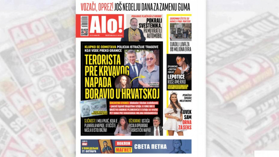 Naslovna strana Alo! novina za 24.oktobar