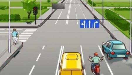 Na prvi pogled, fotografija saobraćajne scene deluje potpuno uobičajeno – motociklista vozi pravo, automobil se uključuje u saobraćaj, a pešak mirno prelazi ulicu