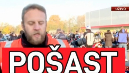 Zanimljiv momenat mogao se videti na okupljanju blokadera, kada je voditeljka pitala bajkera blokadera kako je izgledao nihov polazak za Novi Sad