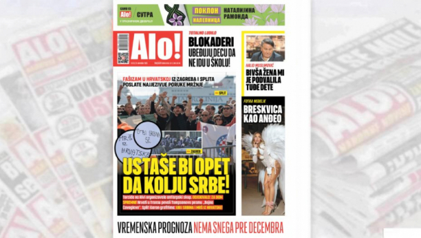 Naslovna strana Alo! novina za 9. novembar