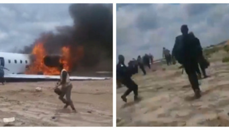 Kamere su snimile zastrašujući trenutak kada su brojni visoki državni zvaničnici iz Državne Republike Kongo bili primorani da se izvuku iz zapaljenog aviona nakon što je prinudno sleteo