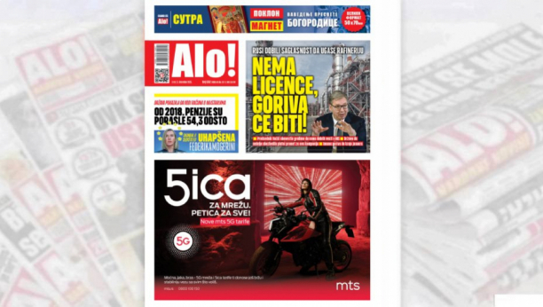 Naslovna strana Alo! novina za 3. decembar