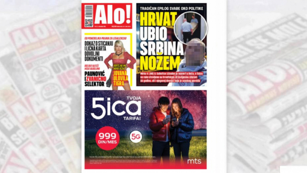 Naslovna strana Alo! novina za 5. decembar