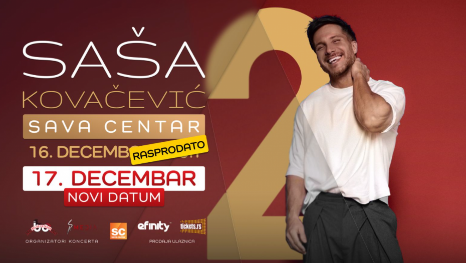 Najava za koncert Saše Kovačevića u Sava Centru 