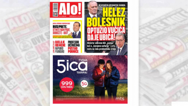 Naslovna strana Alo! novina za 6.decembar