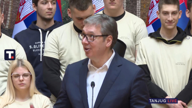 Predsednik Vučić na prijemu učenika Tehničke škole "Nikola Tesla" iz Vukovara