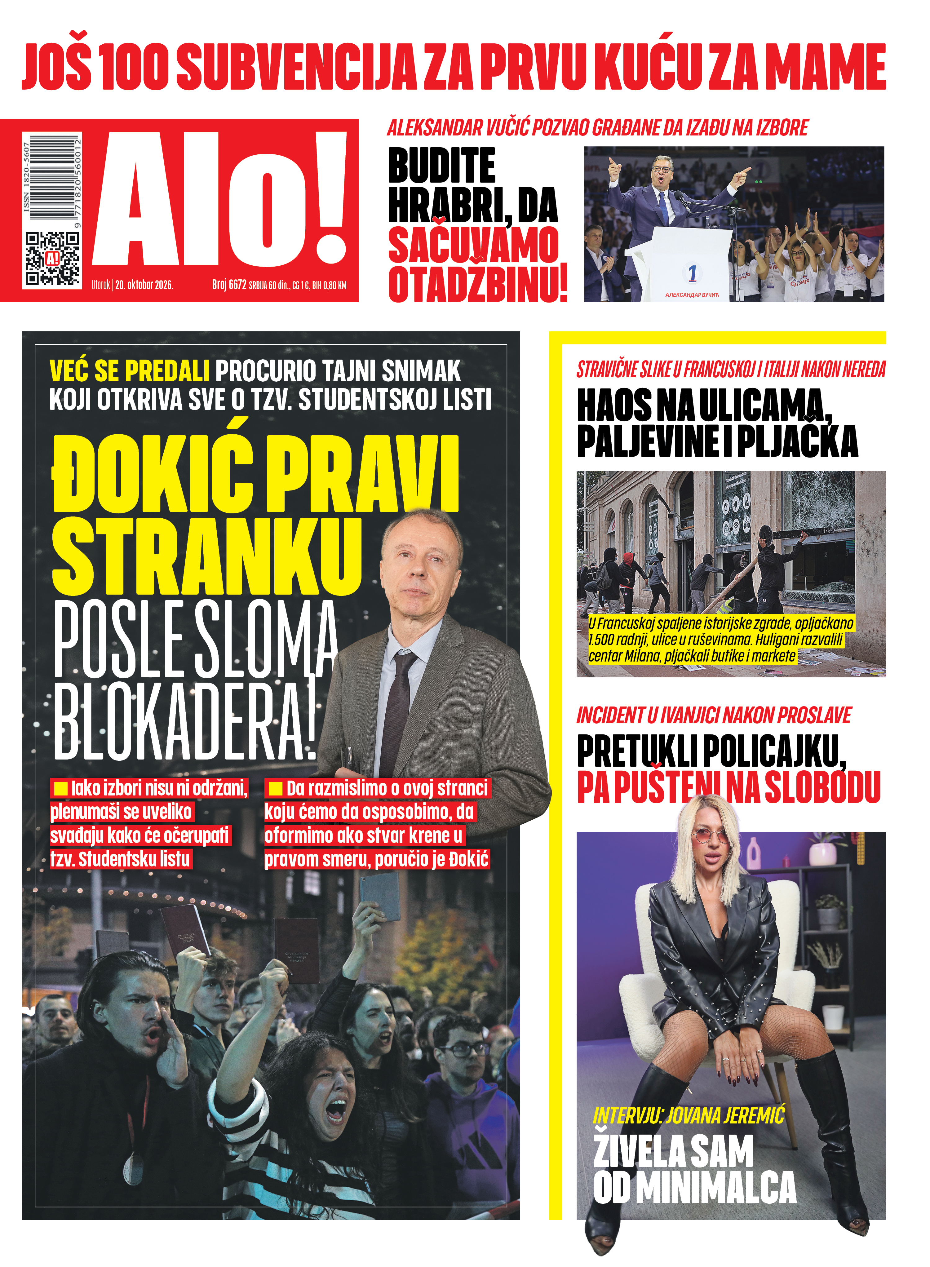 Naslovna strana Alo! novina Naslovna strana Alo! novina