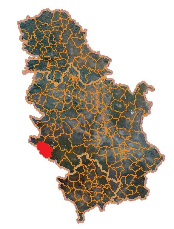 Karta Srbije sa označenom opštinom Prijepolje Karta Srbije sa označenom opštinom Prijepolje