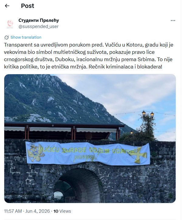 Transparent mržnje u Kotoru