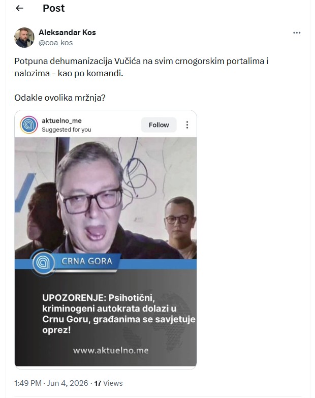 Uvrede na račun Vučića