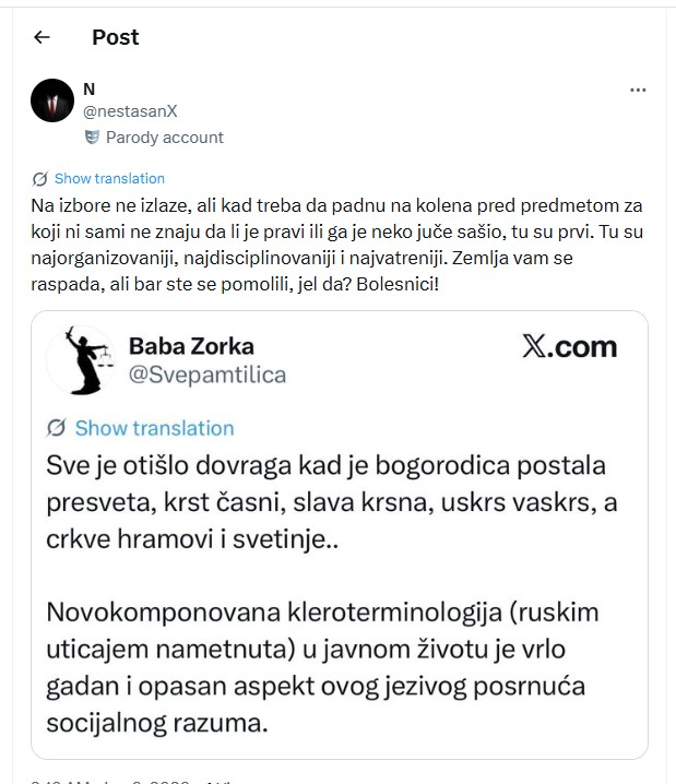 Uvrede na račun crkve