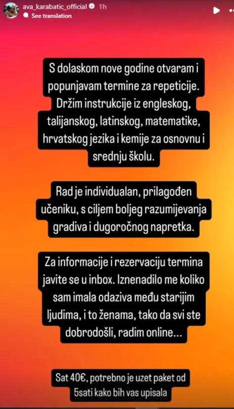 Avina objava na mrežama Avina objava na mrežama
