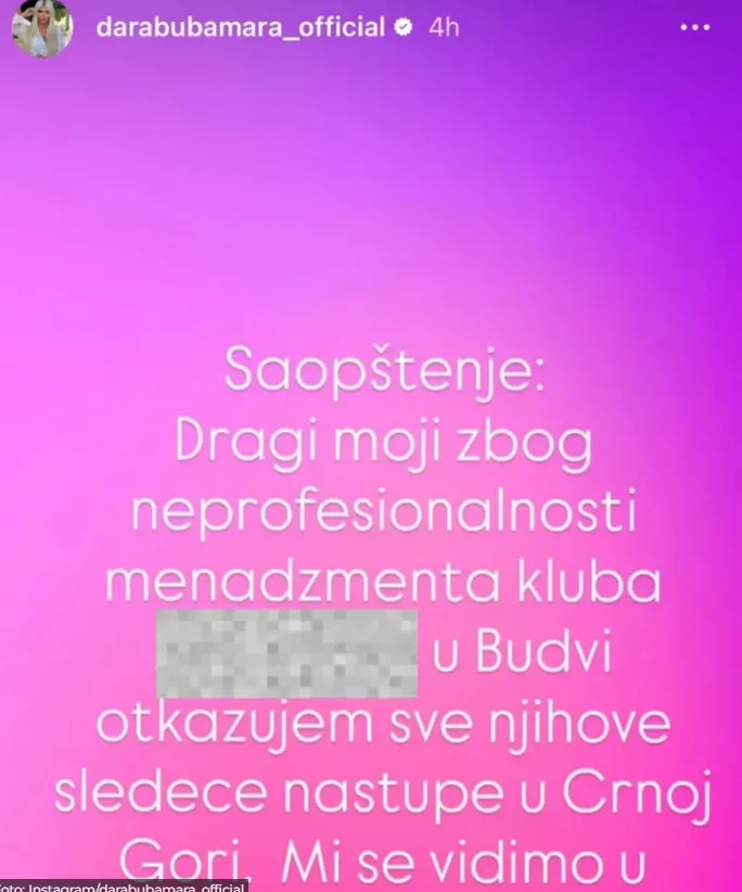 Dara Bubamara objava Dara Bubamara objava