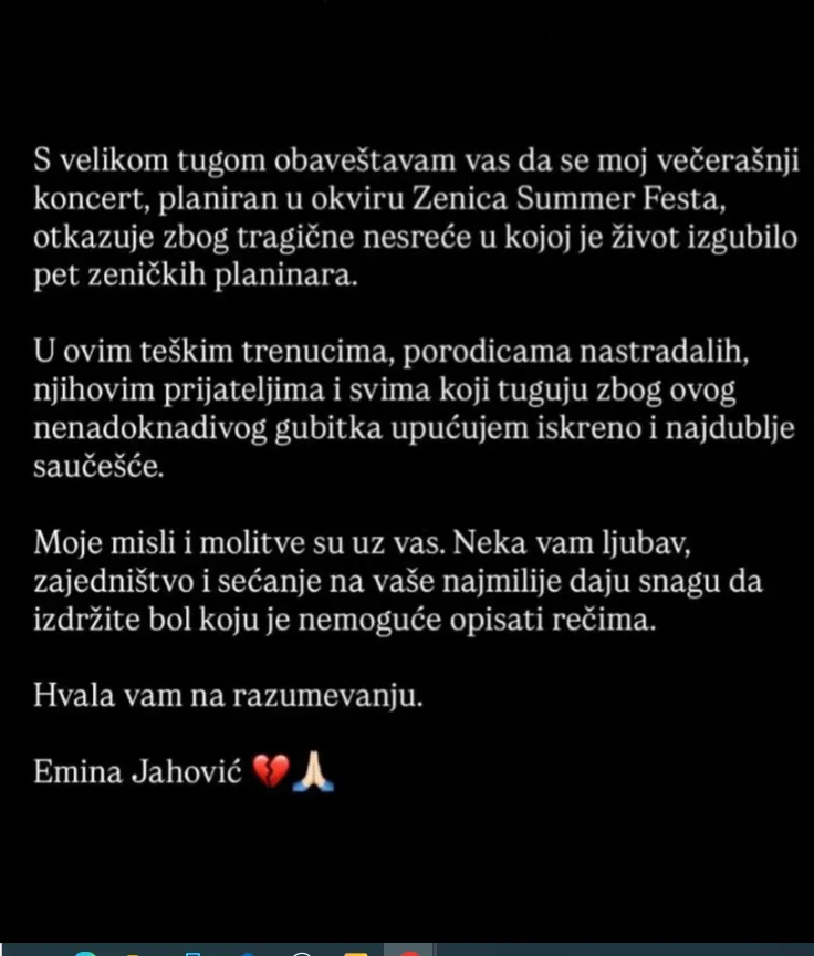 Eminina objava na mrežama Eminina objava na mrežama