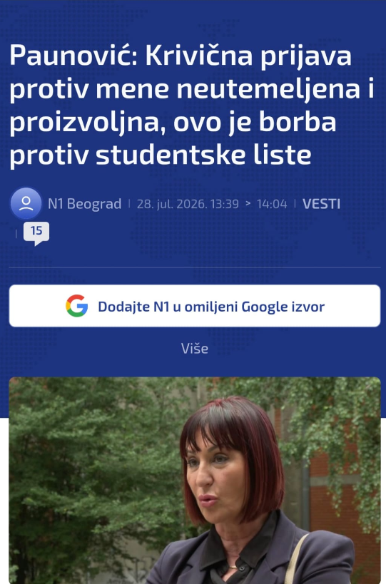 Paunović priznala da je na listi