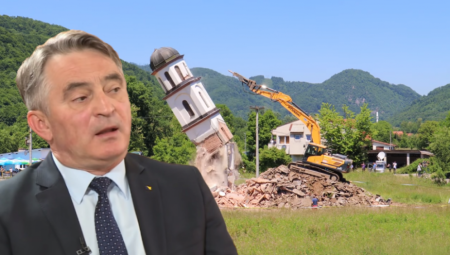 RUŠENJE PRAVOSLAVNE CRKVE MU JE ZA UZOR: Željko Komšić podržao babu Fatu Orlović i uništenje svetinje (FOTO)