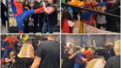 UŽAS U MARKETU Divljak u kostimu Spajdermena krvnički tukao žene, obezbeđenje i čoveka u kolicima (VIDEO)
