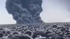 GORI NAJVEĆA DEPONIJA AUTOMOBILSKIH GUMA NA SVETU Vatra je vidljiva čak i na satelitskim snimcima(VIDEO)