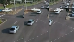 ŠOKANTAN SNIMAK Automobil proleteo kroz raskrsnicu, žena i dete za dlaku izbegli smrt