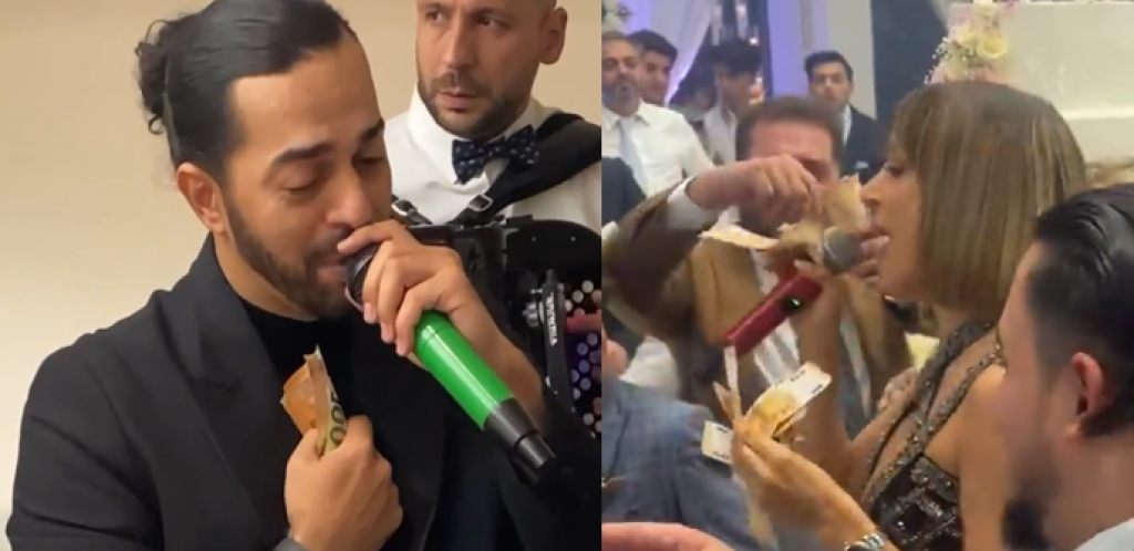 EDITA OBEMA RUKAMA DRŽALA BAKŠIŠ, ADIL SE GRABIO Pevali u Parizu na velikoj svadbi, zaradili gomilu para! (VIDEO)