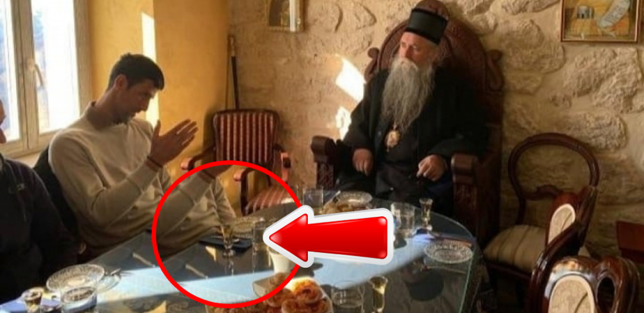 ŠTA TO PIJE NOVAK? Joanikije ugostio Đokovića, a svi su gledali u piće srpskog tenisera! (FOTO)