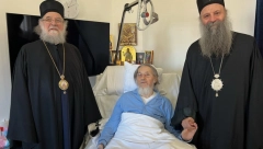 POSLEDNJE SLIKE VLADIKE LAVRENTIJA Poseta patrijarha Porfirija i episkopa Vasilija (FOTO)