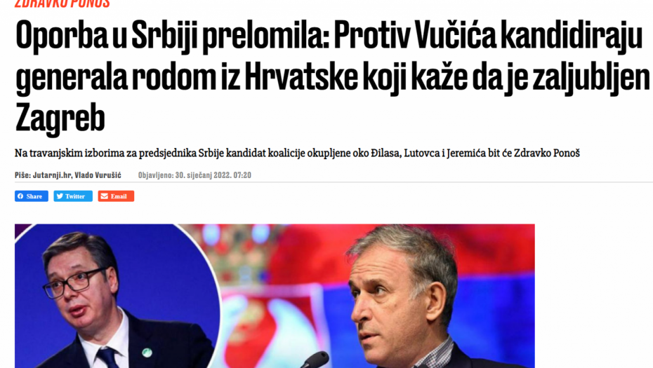 HRVATSKI MEDIJI Protiv Vučića kandiduju generala zaljubljenog u Zagreb! (FOTO)