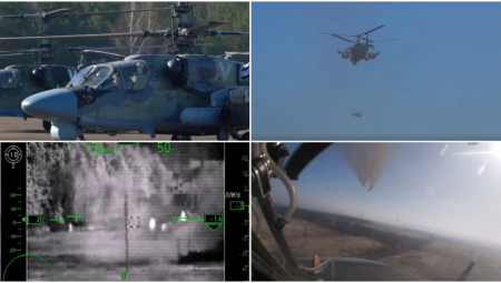 NOVI SNIMAK RUSKOG RAZARANJA IZ PRVOG LICA Helikopteri "Ka-52 Aligator" ispaljuju rakete po ukrajinskim položajima (VIDEO)