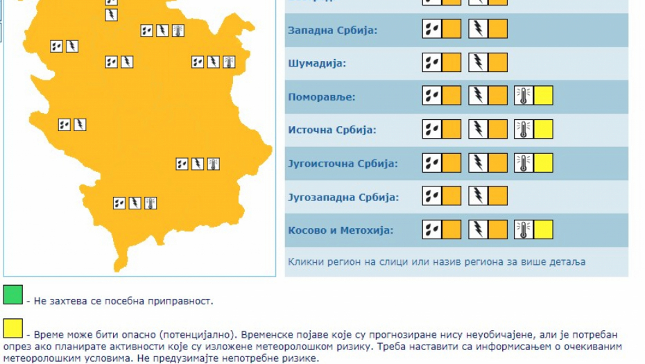 NAJNOVIJE UPOZORENJE RHMZ  Nevreme se nastavlja i večeras širom Srbije