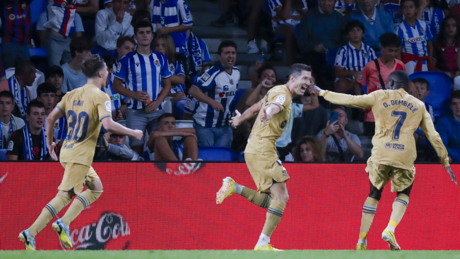 KATALONCI LAKO PROTIV SOSIJEDADA Meč obeležila i dva pogotka slavljenika Levandovskog (VIDEO)