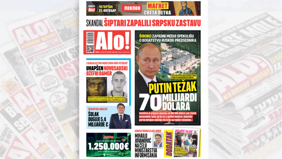 PUTIN TEŽAK 70 MILIJARDI DOLARA Zapadni mediji spekulišu o bogatstvu ruskog predsednika